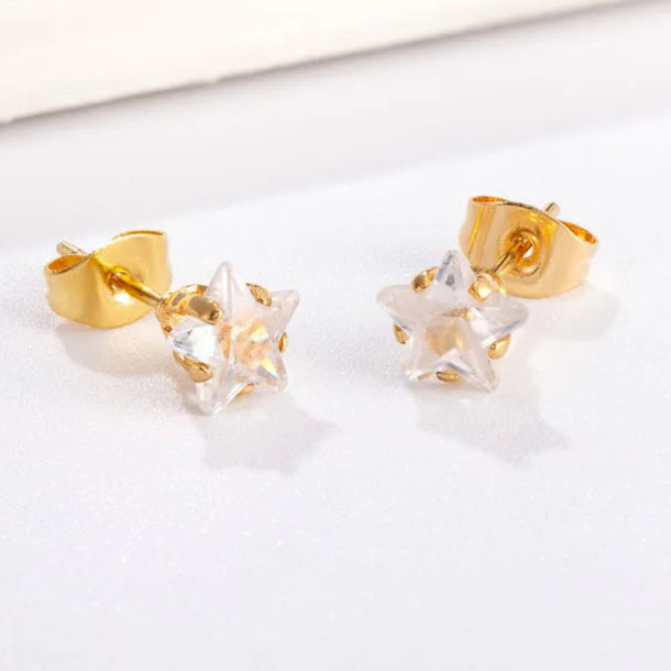 Gold Star Earrings Set
