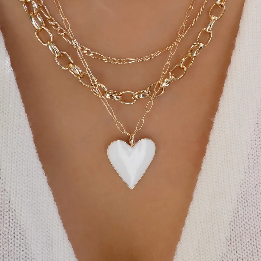 Red Heart Flower Necklace
