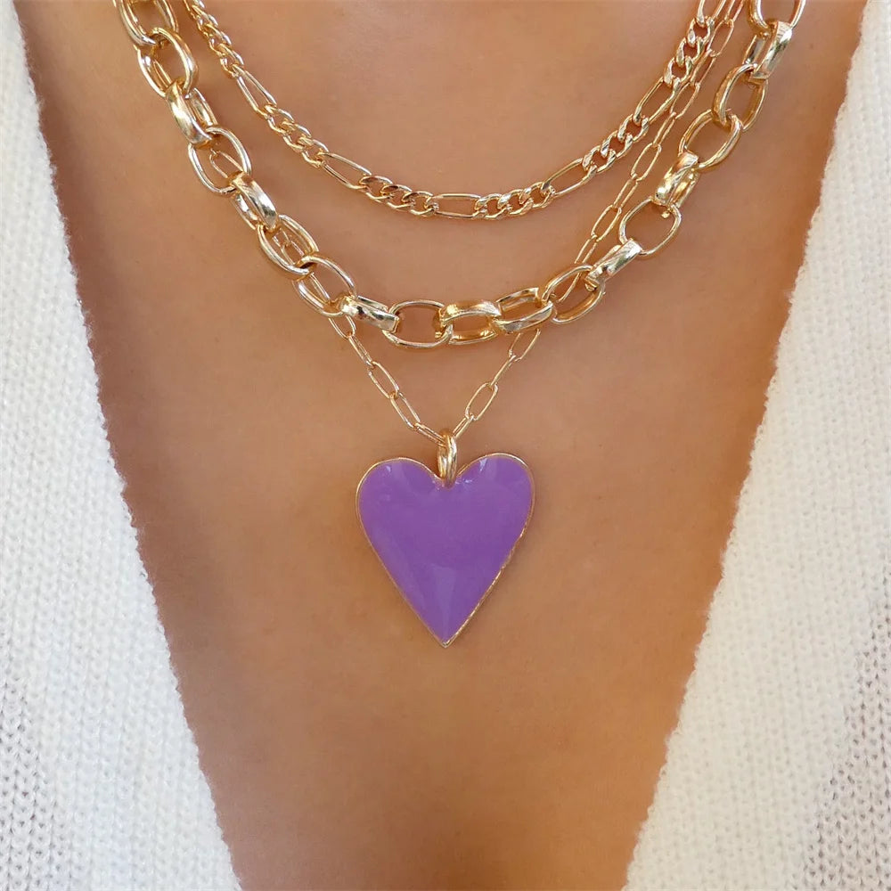 Red Heart Flower Necklace