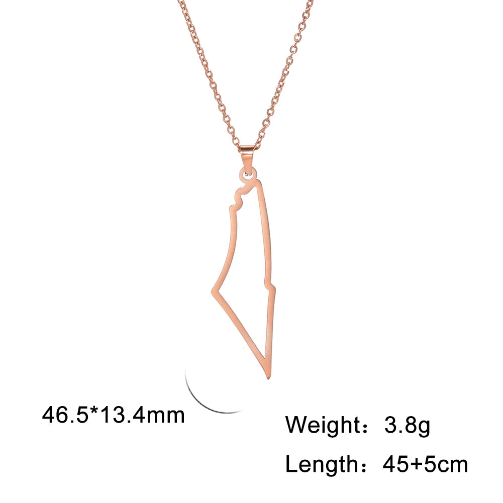 Cazador Israel Palestine Map Pendant Necklace Country Geography Stainless Steel Chain Necklaces for Women Jewelry Gift Wholesale