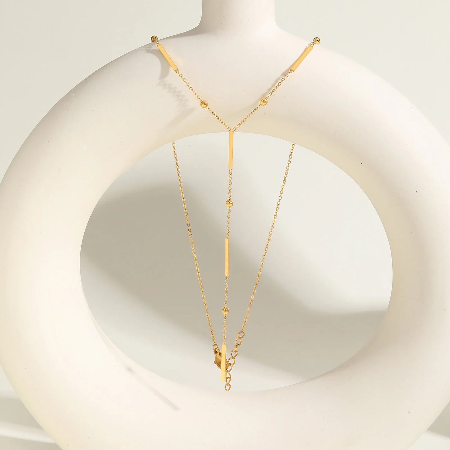 Beaded Long Chain Y Shape Necklace For Women, Minimalist Drop Bar Pendant Choker Necklaces, Clavicle Chain Jewelry