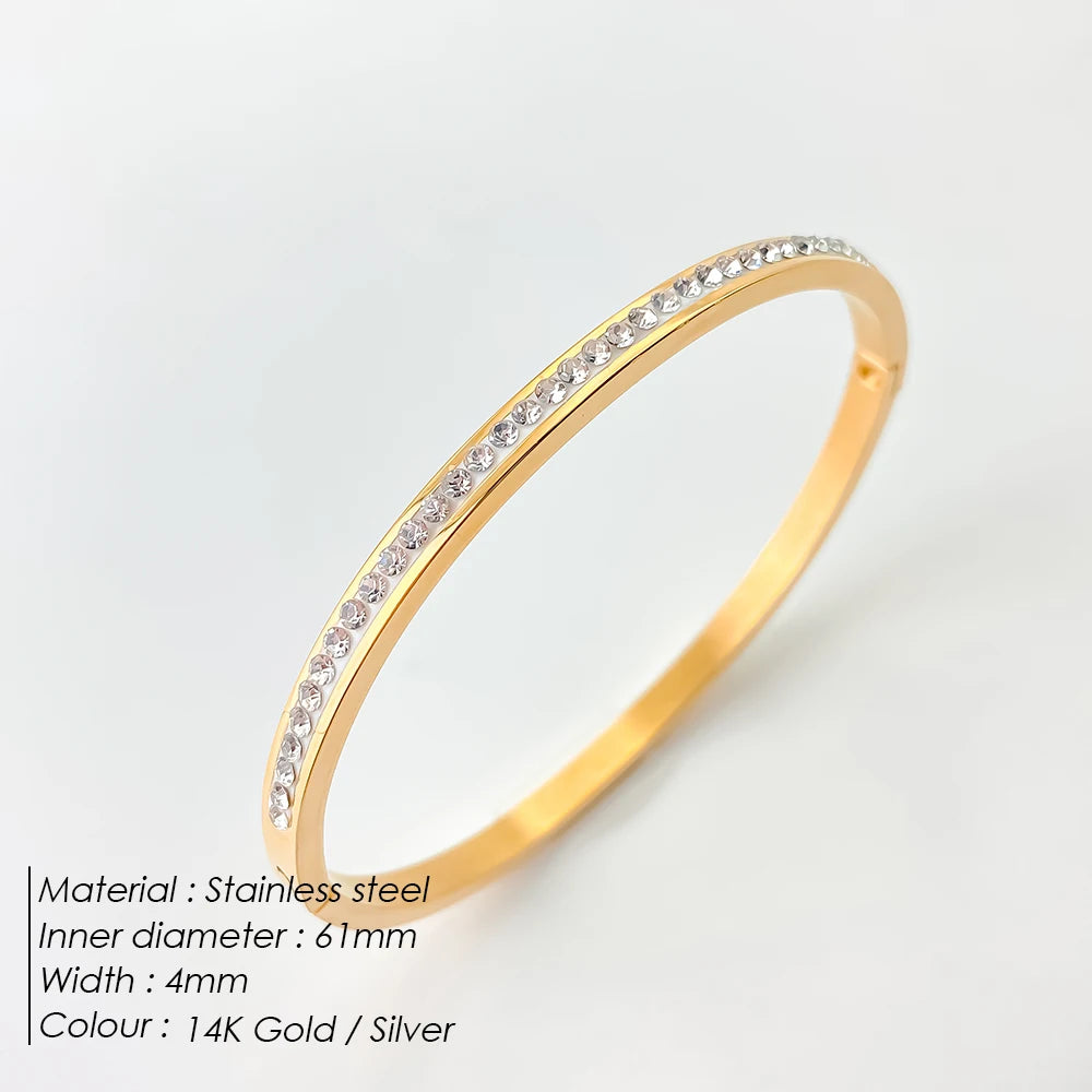 Stainless Steel Shiny Rhinestone Bangle