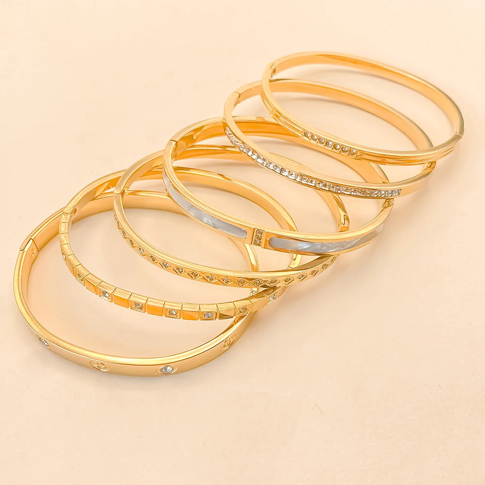Stainless Steel Shiny Rhinestone Bangle