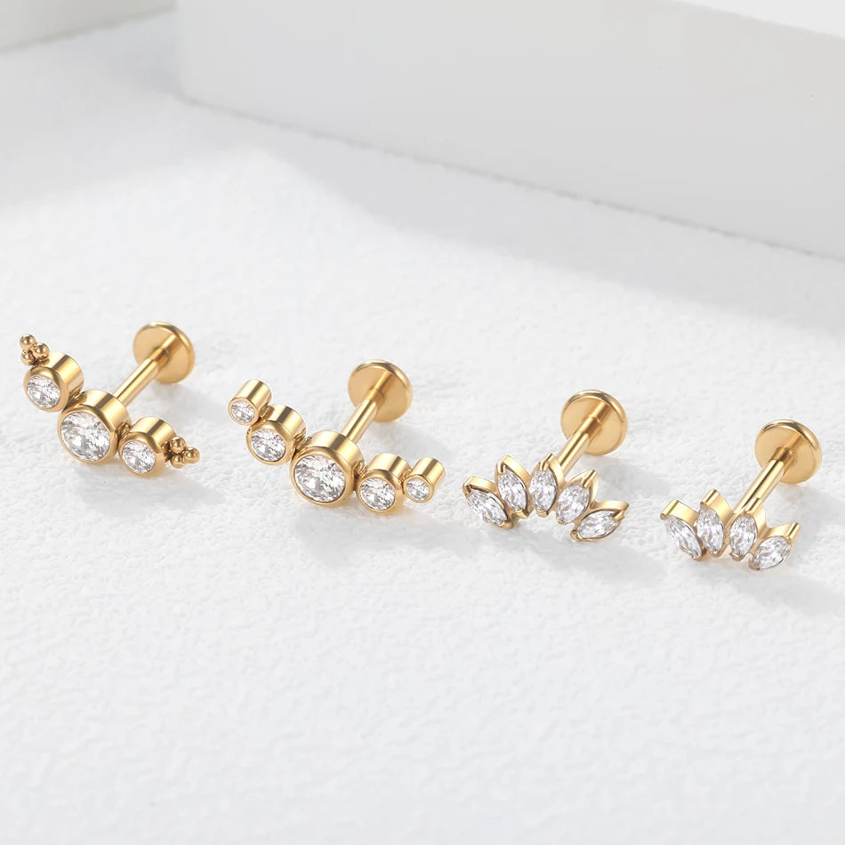 Titanium Crystal Ear Studs