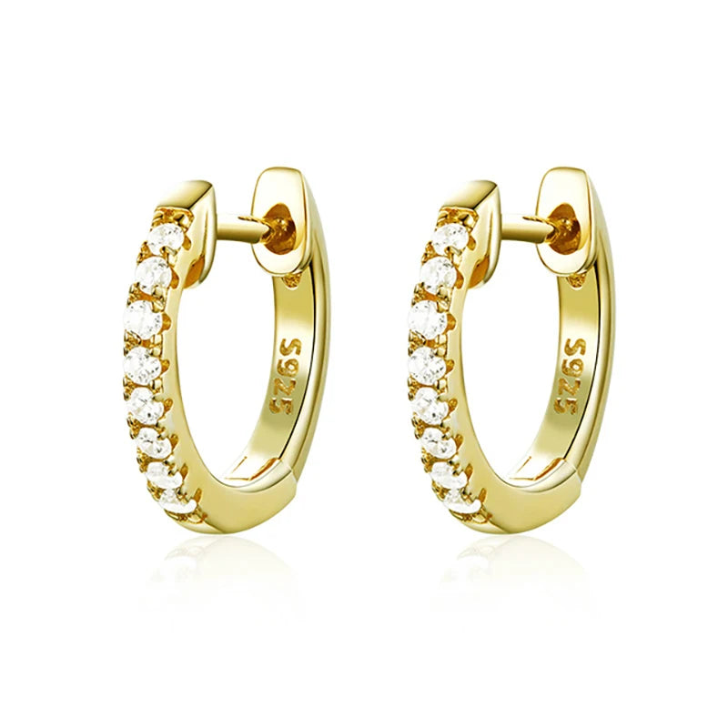 Gold Silver Color Plated Double Hole Link Chain Circle Hoop Earrings Zircon Star Lightning Eye Pendant Huggie Piercing Earring