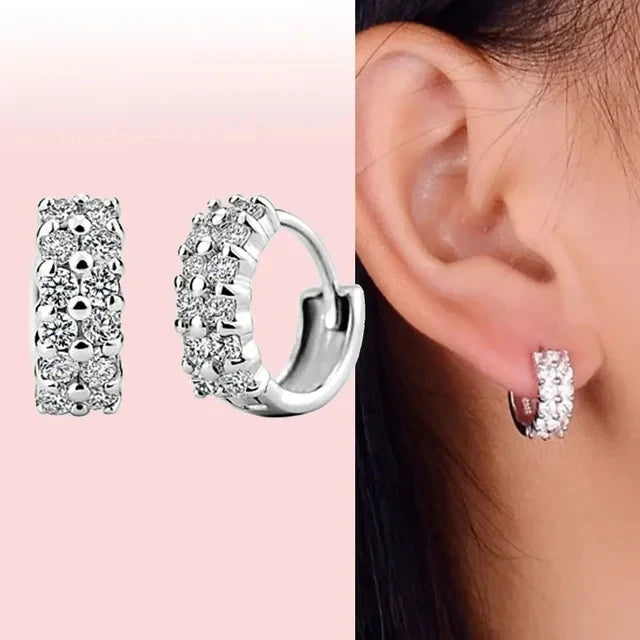925 Silver Hoop Infinite Love Earrings Blue Flower White Stone Golden Round Heart Shape Pendant Earrings For Women DIY Jewelry