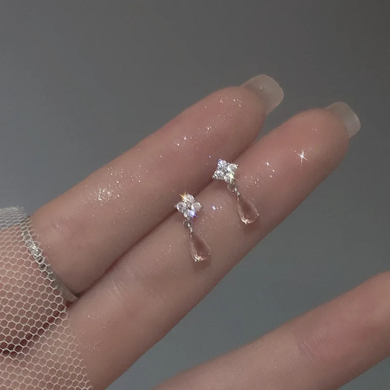 Crystal Water Drop Stud Earrings