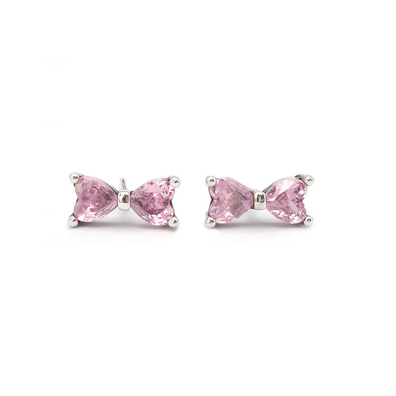 New 925 Silver Earring Shaped Circle Pearls Drop Earring Sparkling Bow Stud Earrings PandKK Original For Women Gift Fine Jewelry