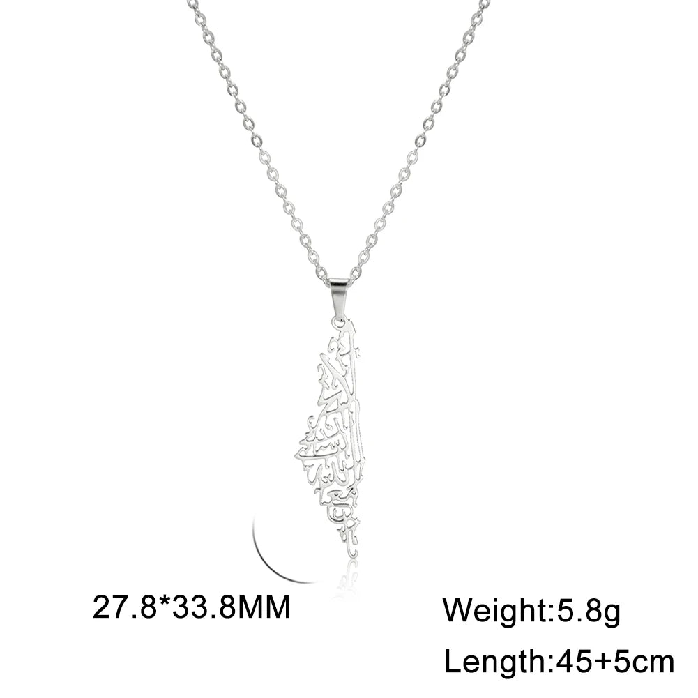 Cazador Israel Palestine Map Pendant Necklace Country Geography Stainless Steel Chain Necklaces for Women Jewelry Gift Wholesale