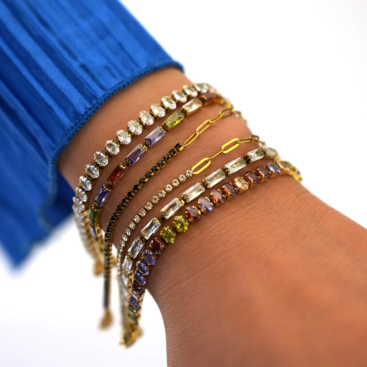 Geometric CZ Bezel Tennis Bracelet