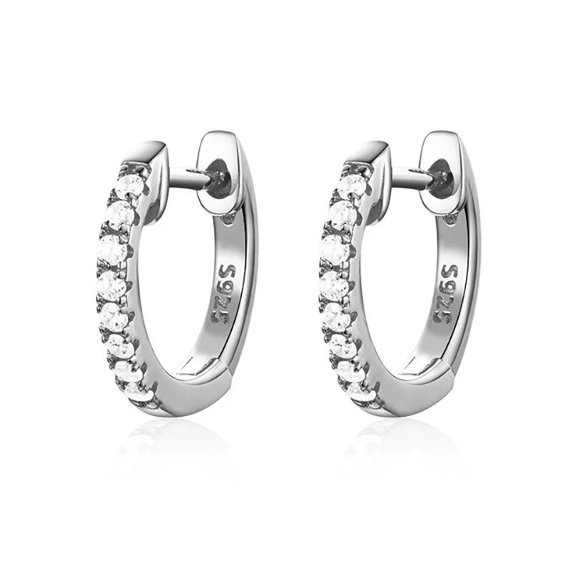 Gold Silver Color Plated Double Hole Link Chain Circle Hoop Earrings Zircon Star Lightning Eye Pendant Huggie Piercing Earring