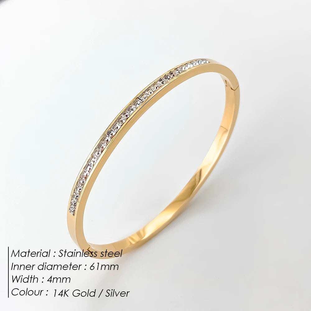 Stainless Steel Shiny Rhinestone Bangle