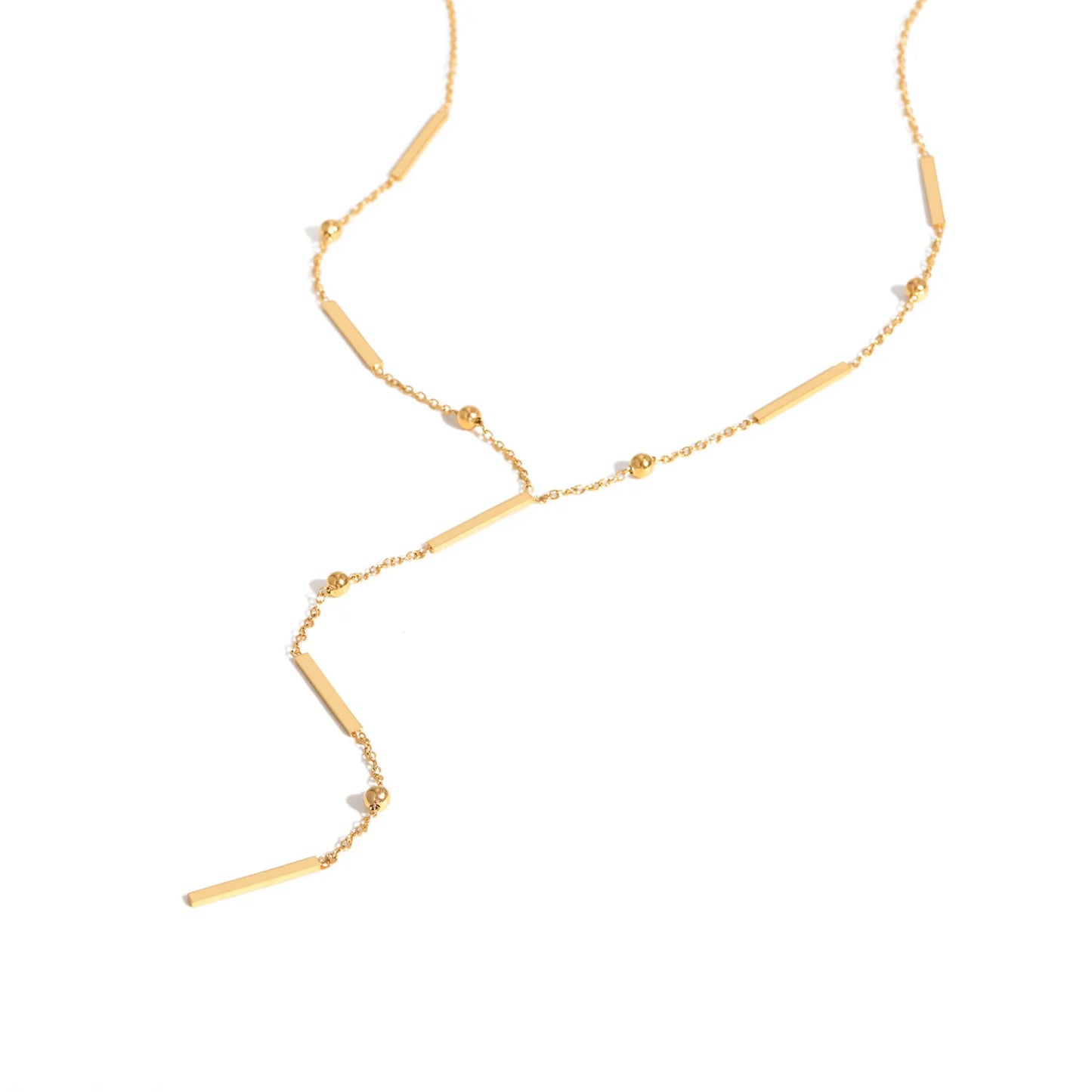 Beaded Long Chain Y Shape Necklace For Women, Minimalist Drop Bar Pendant Choker Necklaces, Clavicle Chain Jewelry