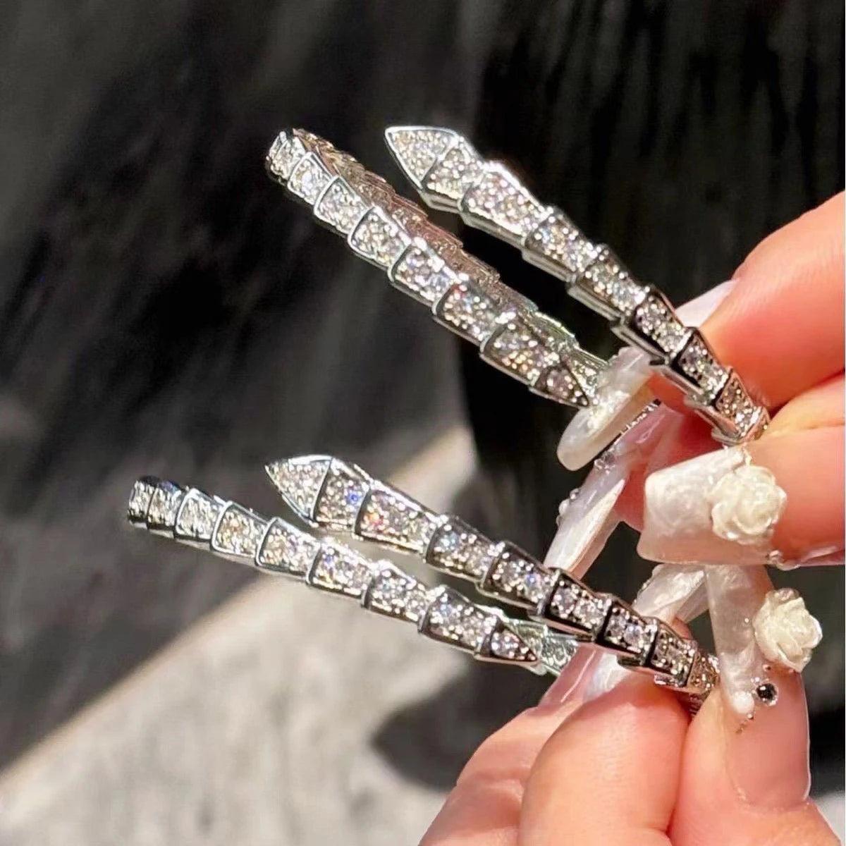 Snake Bone Cubic Zirconia Open Bracelets