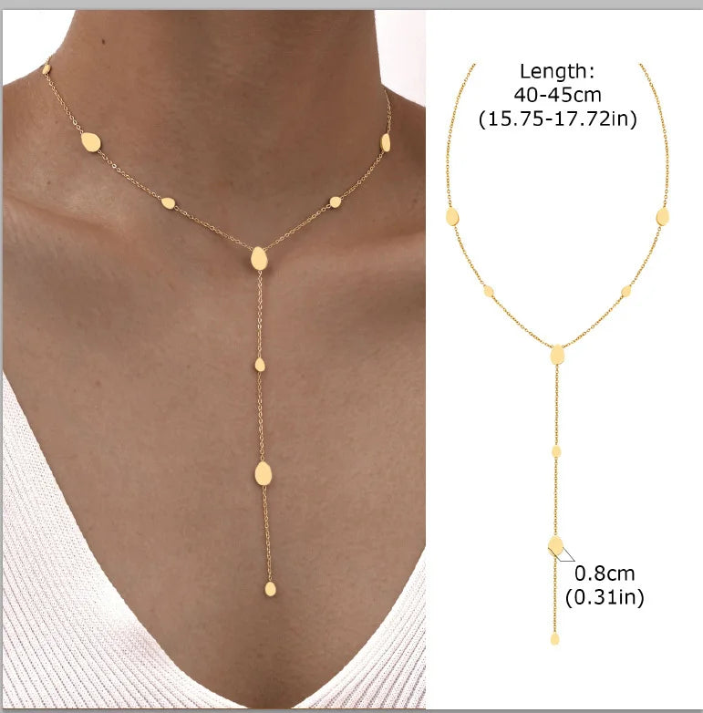 Beaded Long Chain Y Shape Necklace For Women, Minimalist Drop Bar Pendant Choker Necklaces, Clavicle Chain Jewelry