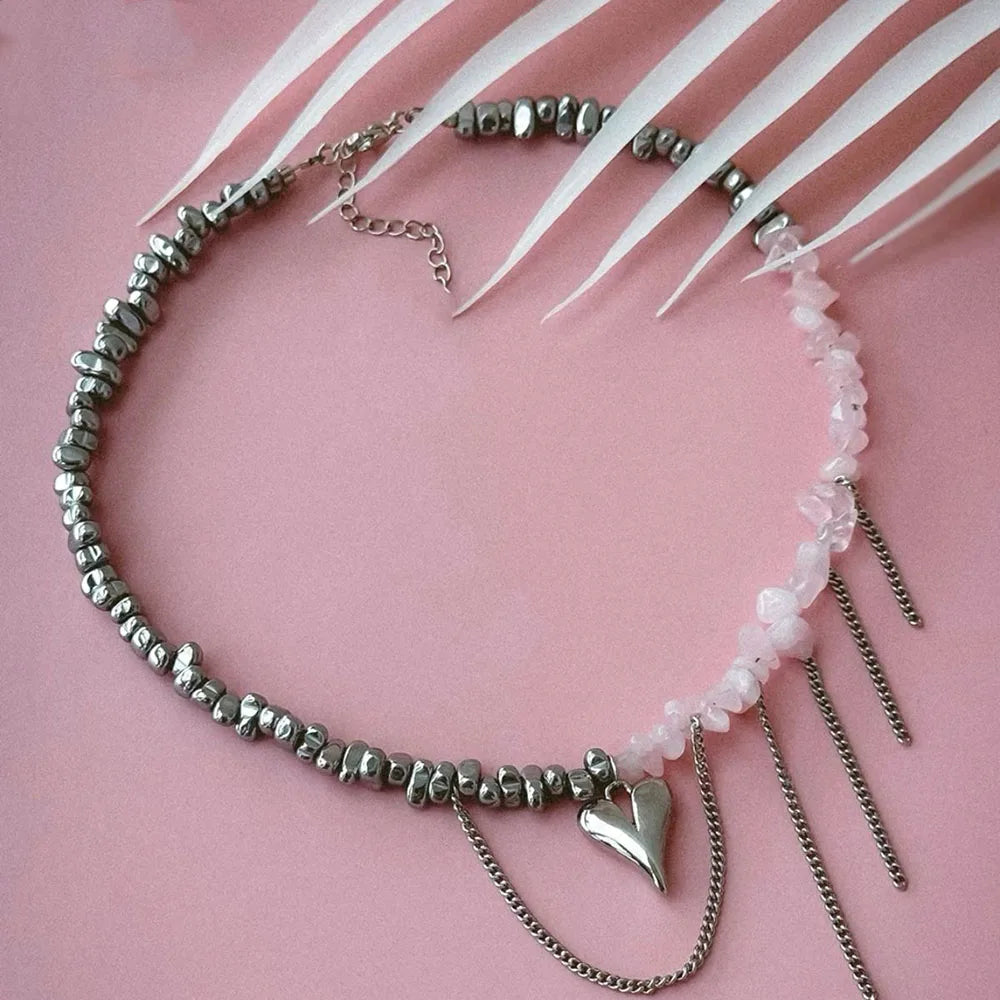 Pink Stone Heart Necklace