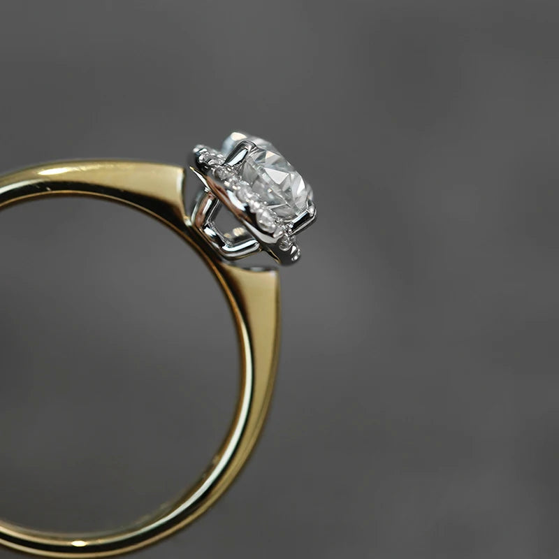 Oval Crystal Gold Band Ring