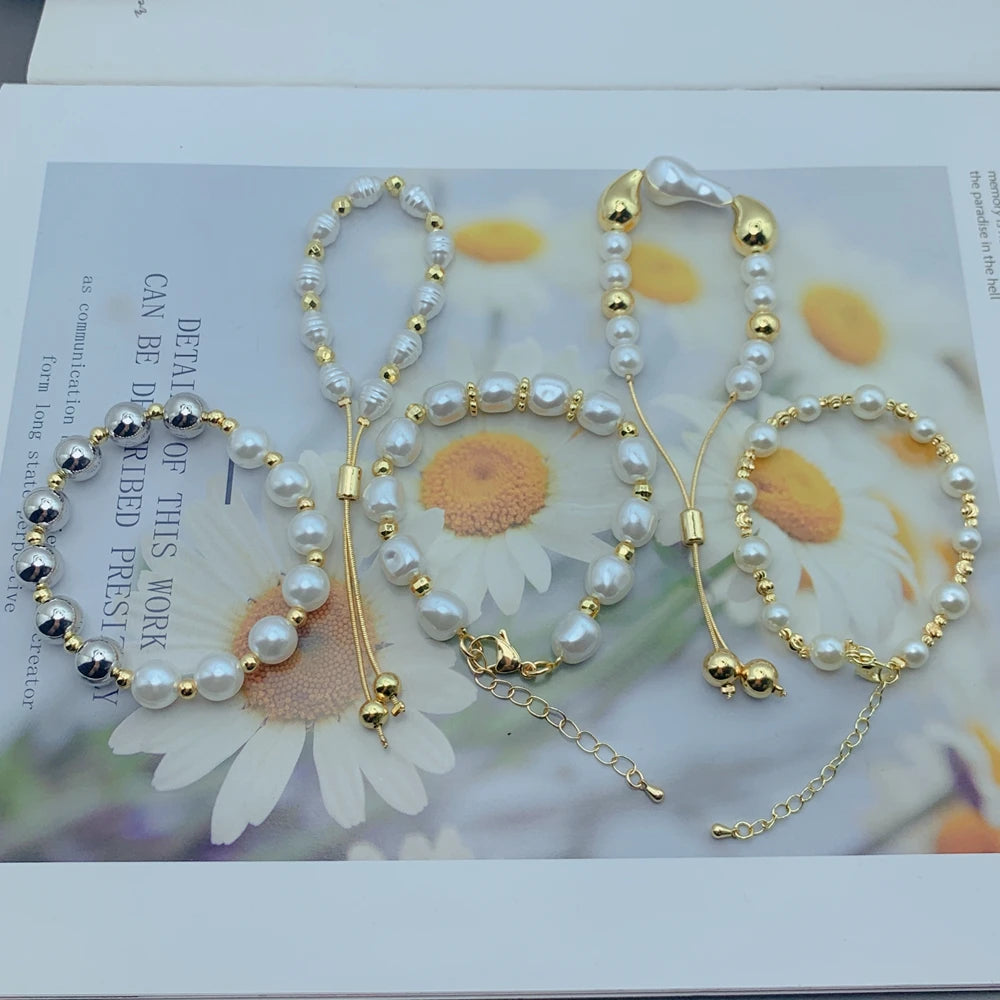 Exquisite luxury Irregular Imitation Pearl Chain Bracelet For Woman Trendy Jewelry Gift