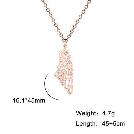 Cazador Israel Palestine Map Pendant Necklace Country Geography Stainless Steel Chain Necklaces for Women Jewelry Gift Wholesale