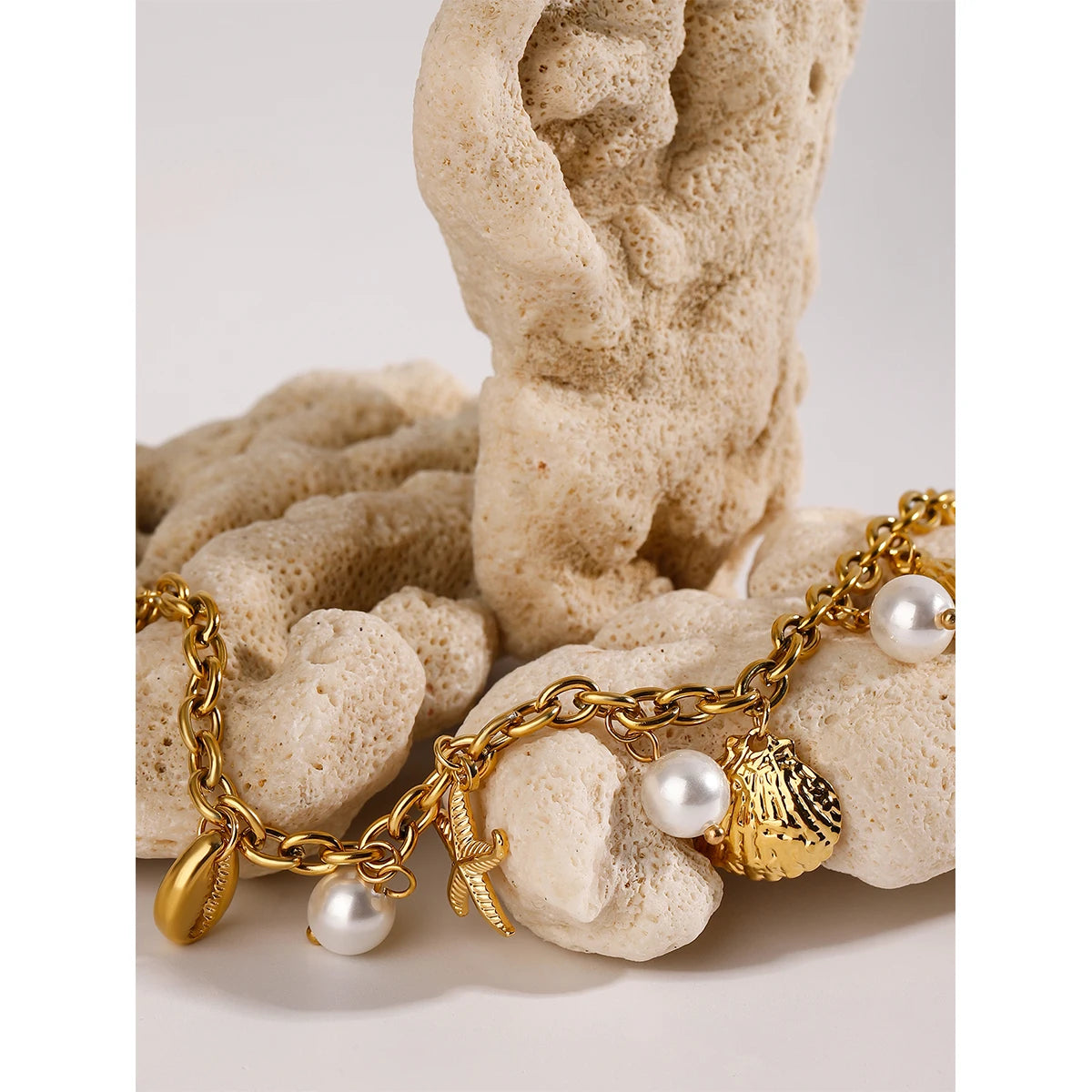Pearl Shell Starfish Charm Bracelet