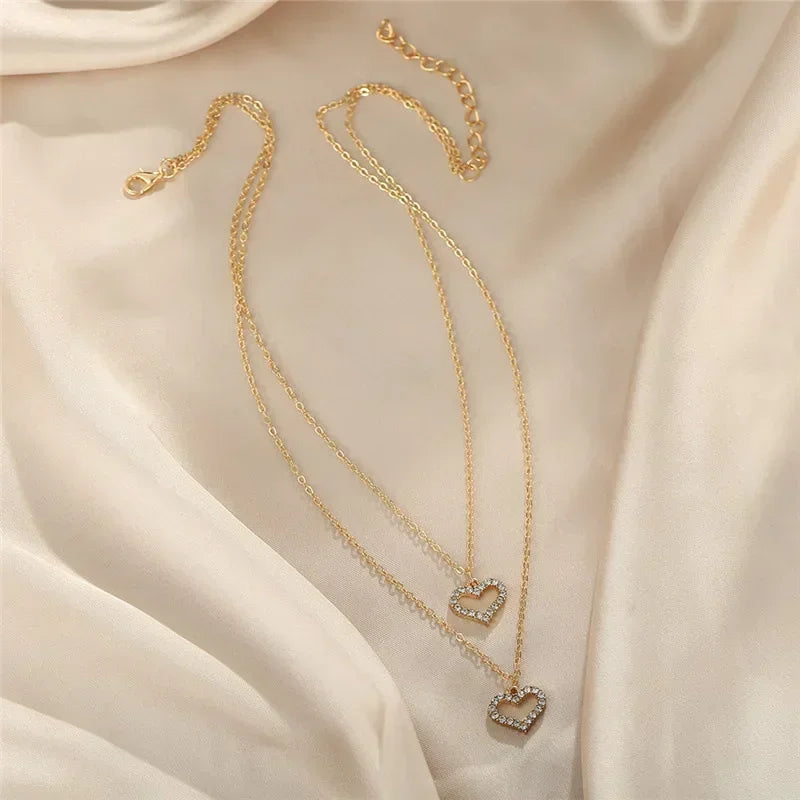 2025 New Women's Pearl Necklace Kpop Gold Color Beads Pendant Necklaces Goth Double Layer Chain Choker for Women Fashion Jewelry