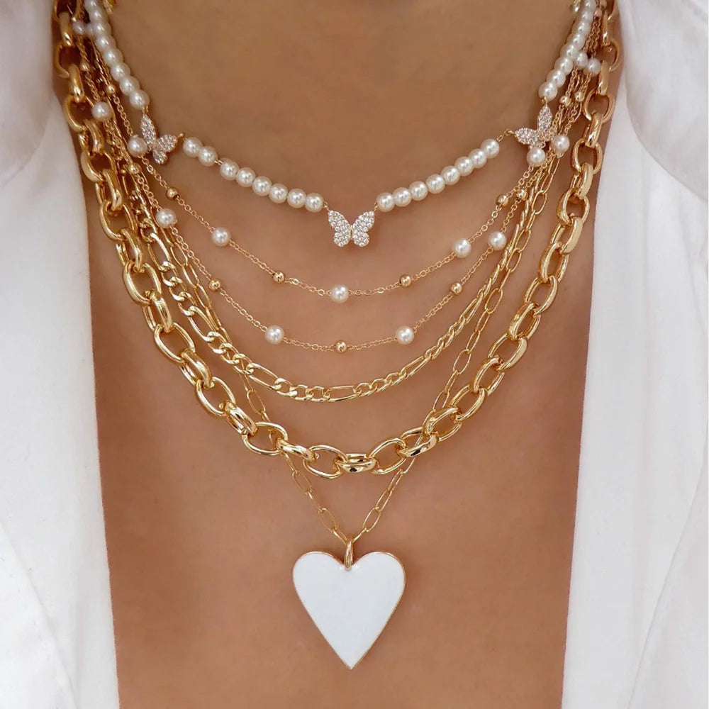 Red Heart Flower Necklace