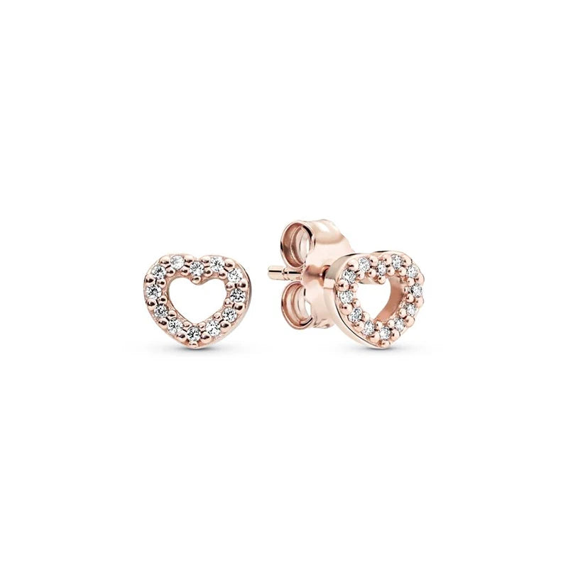 New 925 Silver Earring Shaped Circle Pearls Drop Earring Sparkling Bow Stud Earrings PandKK Original For Women Gift Fine Jewelry