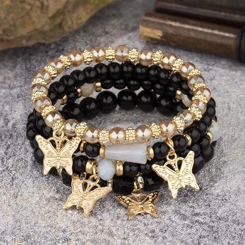 Pink Butterfly Bracelet Set