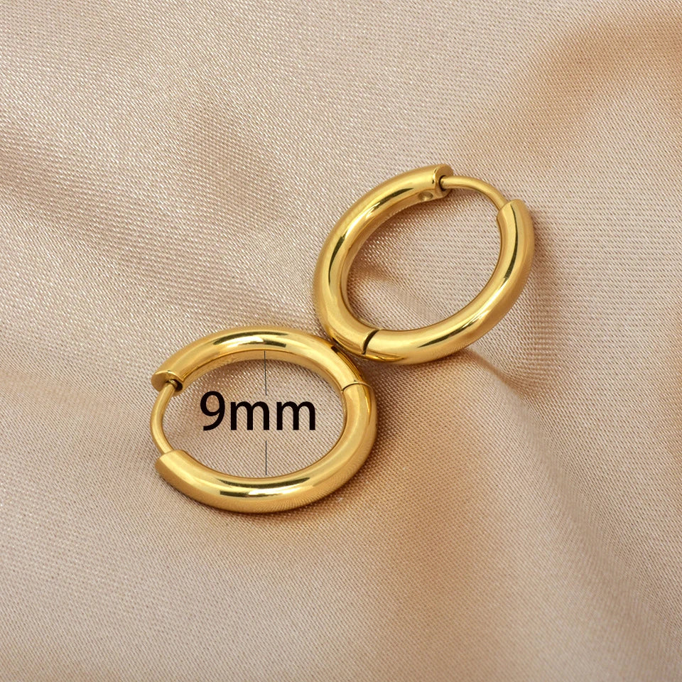 2PCS Tiny Stainless Steel Huggie Small Hoop Earrings For Women Round Circle Punk Unisex Rock Earring Cartilage Piercing Jewelry