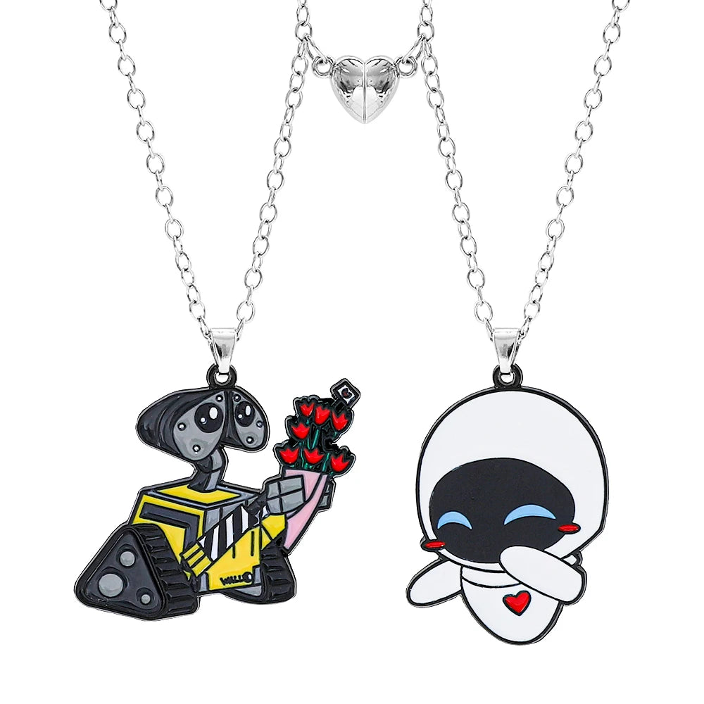 Disney-Stitch Heart Necklace for Couple, Gold and Silver Color, Angel and Stitch, Cute Style , Jewelry Pendant, Gift for Girl, 1