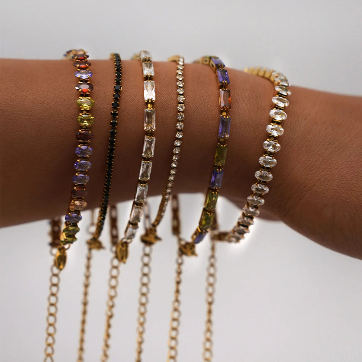 Geometric CZ Bezel Tennis Bracelet
