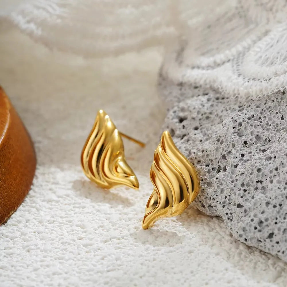 Vintage Stainless Steel Gold Plated Texture Snail Conch Shell Earrings for Women CZ Zircon Starfish Earring Beach Jewelry Gifts
