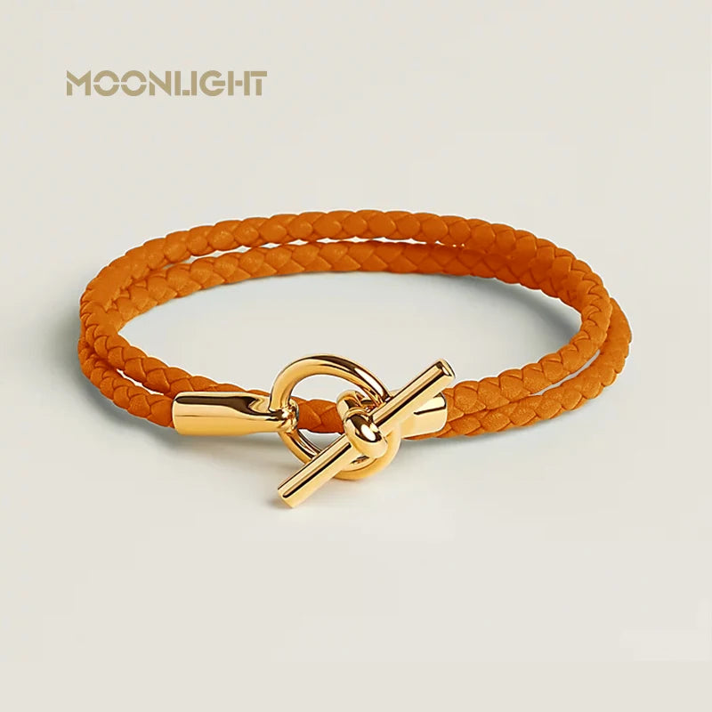 MOONLIGHT Classic Leather Doublelayer Bracelets for Woman High Quality Bracelet Fashion Couple Jewelry Gifts 11 Colors Wholesale