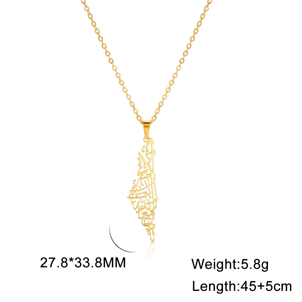 Cazador Israel Palestine Map Pendant Necklace Country Geography Stainless Steel Chain Necklaces for Women Jewelry Gift Wholesale