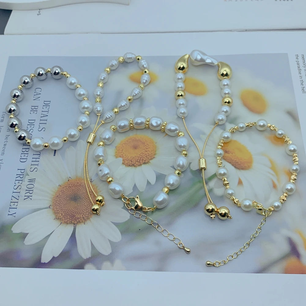 Exquisite luxury Irregular Imitation Pearl Chain Bracelet For Woman Trendy Jewelry Gift