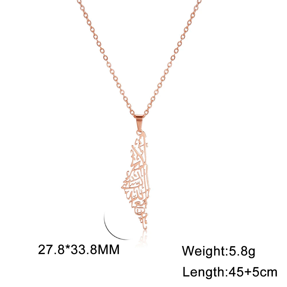 Cazador Israel Palestine Map Pendant Necklace Country Geography Stainless Steel Chain Necklaces for Women Jewelry Gift Wholesale