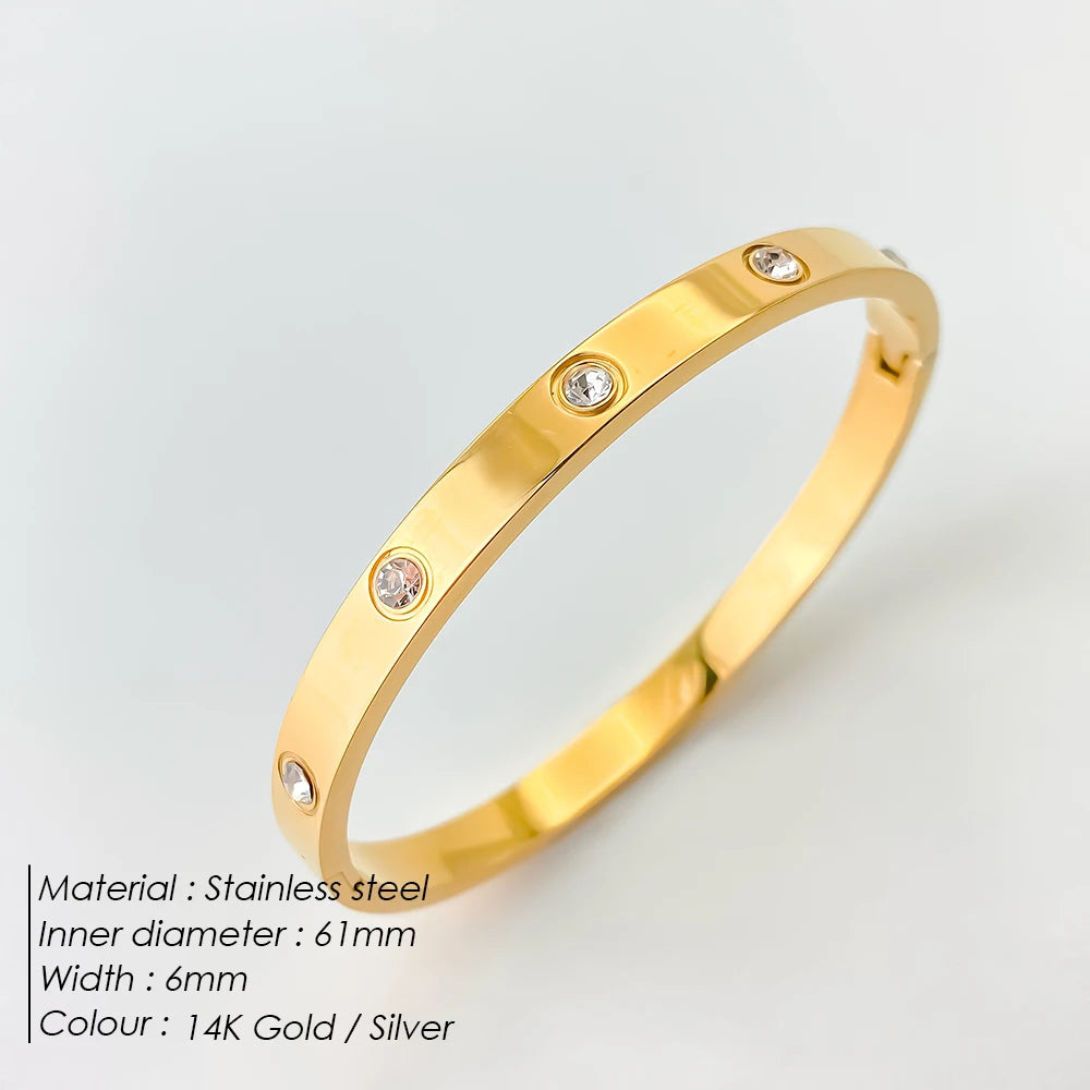 Stainless Steel Shiny Rhinestone Bangle