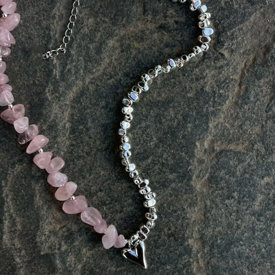 Pink Stone Heart Necklace