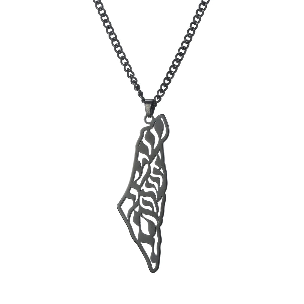 Cazador Israel Palestine Map Pendant Necklace Country Geography Stainless Steel Chain Necklaces for Women Jewelry Gift Wholesale