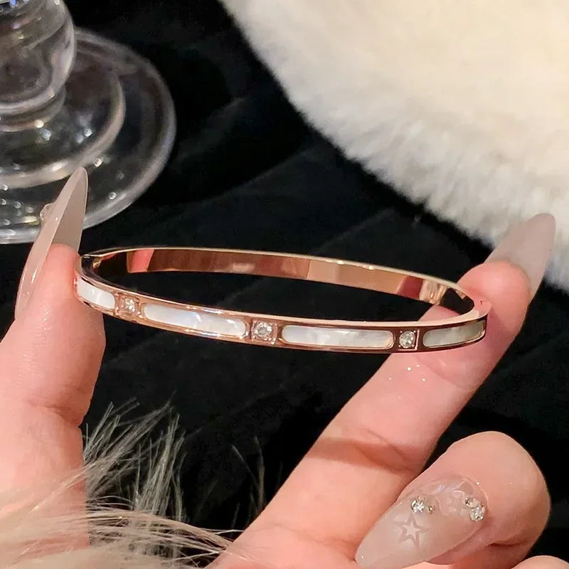 Zircon Titanium Rose Gold Bangles