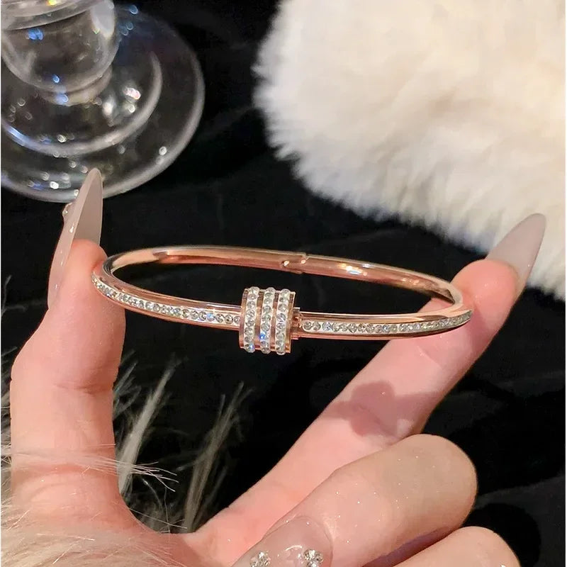 Zircon Titanium Rose Gold Bangles