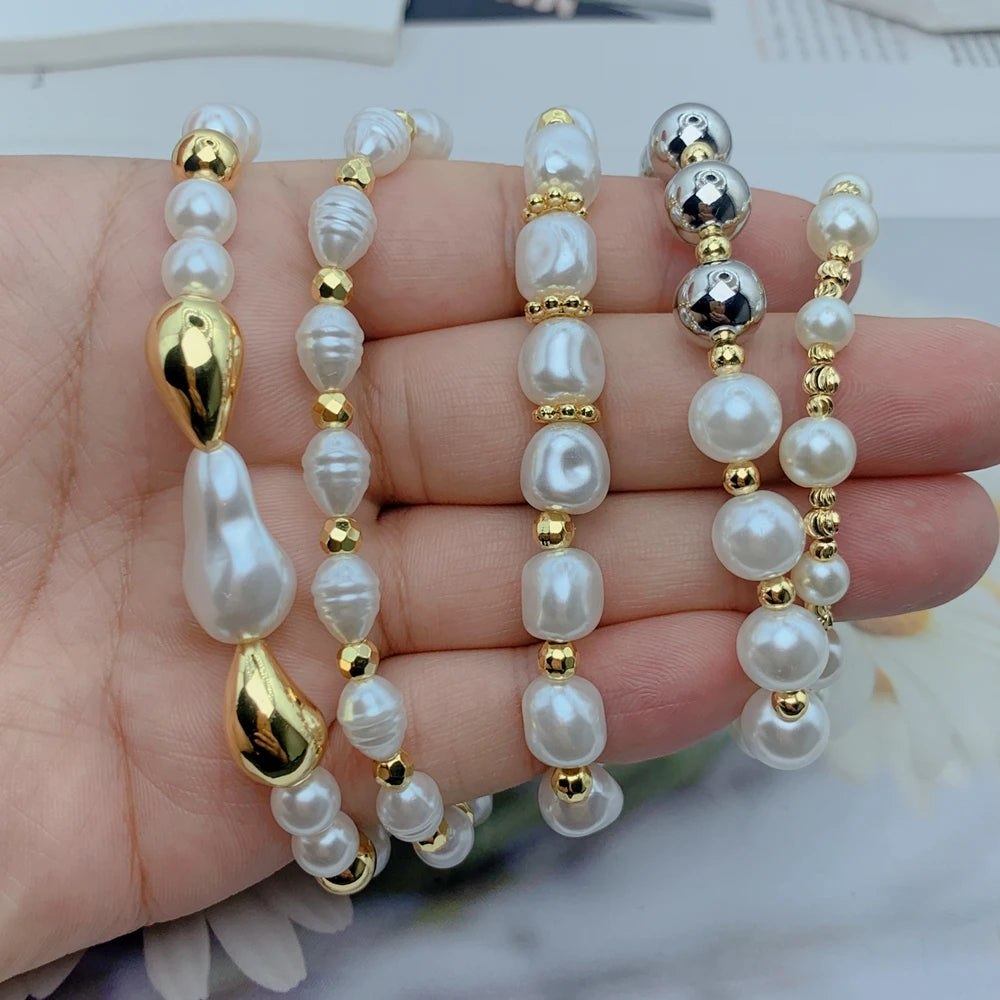 Exquisite luxury Irregular Imitation Pearl Chain Bracelet For Woman Trendy Jewelry Gift