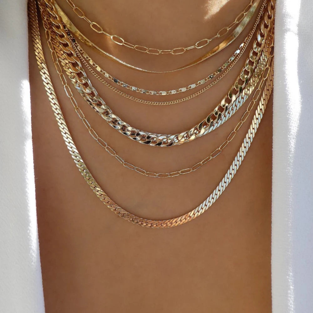 5pcs/Set Simple Braided Bead Chain Necklaces, Gold Tone, Layered Pendant Necklace Set For Women Daily And Party Wear