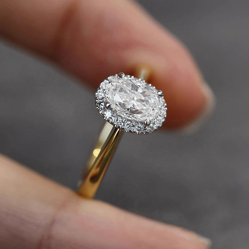 Oval Crystal Gold Band Ring