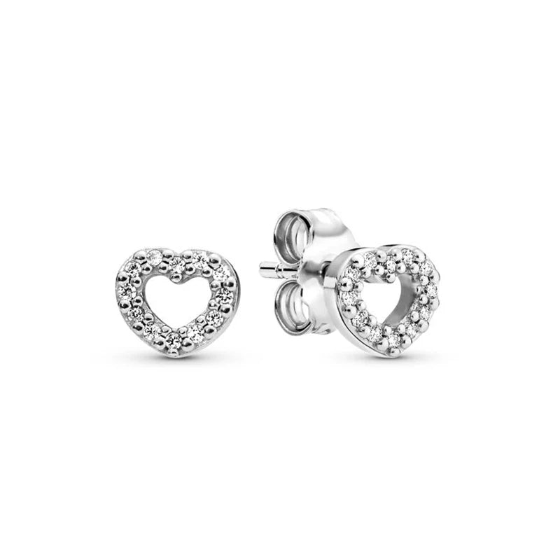 New 925 Silver Earring Shaped Circle Pearls Drop Earring Sparkling Bow Stud Earrings PandKK Original For Women Gift Fine Jewelry