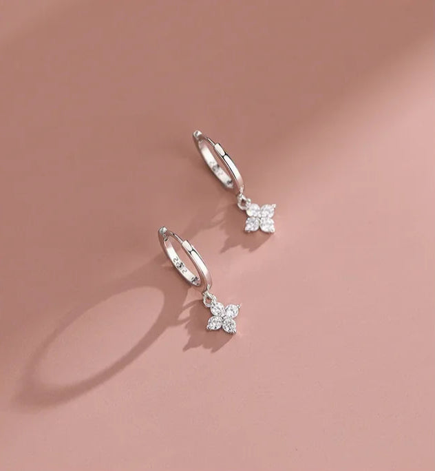 Sterling Silver Leaf Loop Earrings