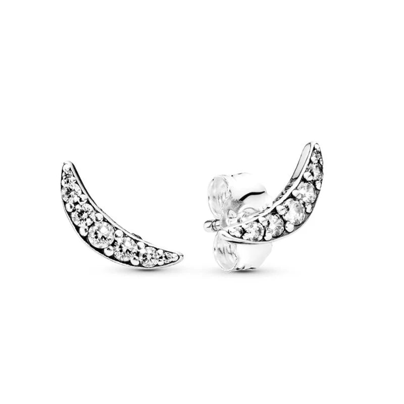 New 925 Silver Earring Shaped Circle Pearls Drop Earring Sparkling Bow Stud Earrings PandKK Original For Women Gift Fine Jewelry