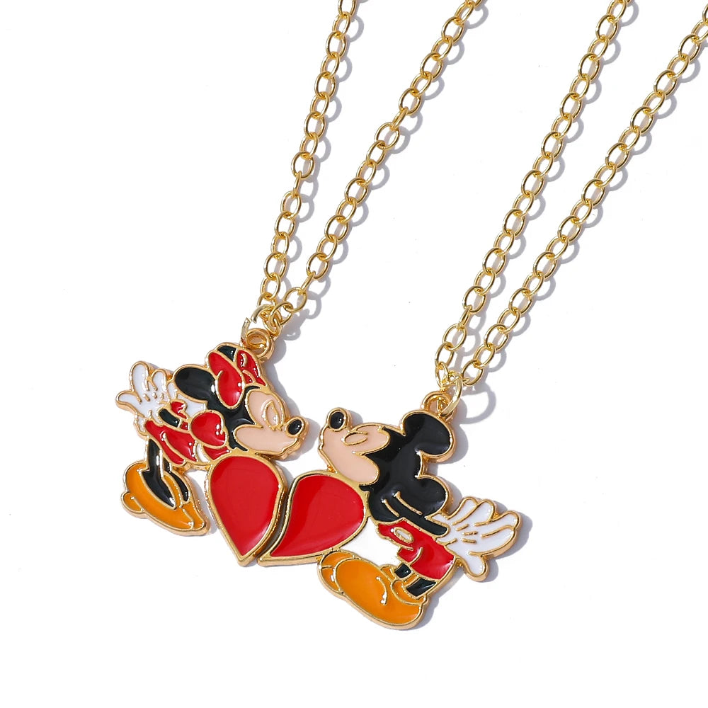 Disney-Stitch Heart Necklace for Couple, Gold and Silver Color, Angel and Stitch, Cute Style , Jewelry Pendant, Gift for Girl, 1