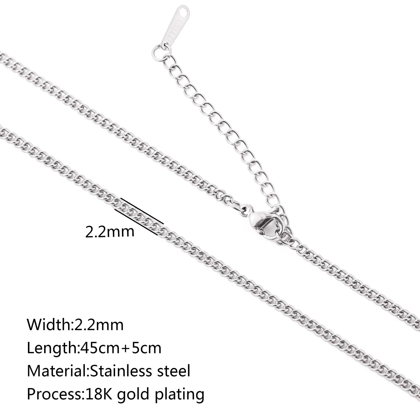 5pc 18K Gold Color PVD Plated Stainless Steel Cuba Cross O Ripple Twisted Chain Necklace Adjustable Chain DIY Necklace Wholesale