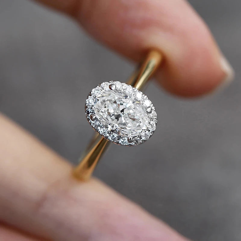 Oval Crystal Gold Band Ring